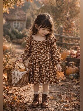 New Harvest Blooms Cottage Floral Cozy Dress 3T